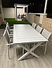 שולחן אלומיניום נפתח רגל איקס 100x216/297 כולל 6 כסאות
