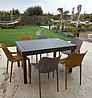 שולחן אלומיניום ניפתח 1.35 ניפתח 2.70 כולל 6 כיסאות פלסטיק