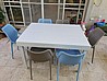 שולחן אלומיניום ניפתח 1.35 ניפתח 2.70 כולל 6 כיסאות פלסטיק